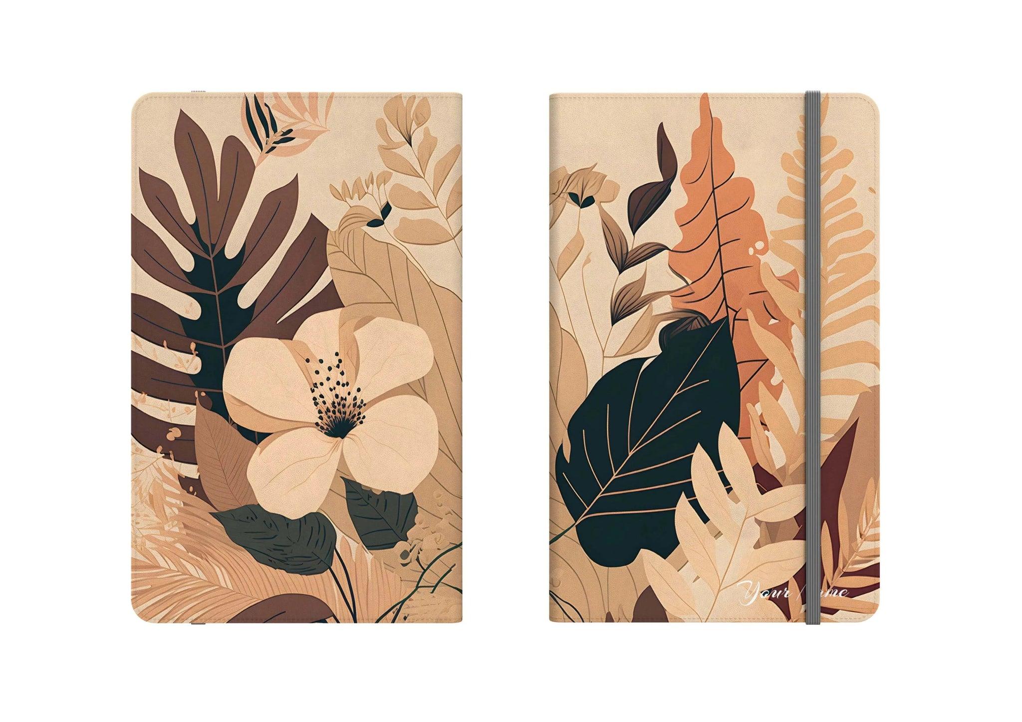 Modern Boho Leaves Personalized Vegan Leather Notebook Folio - Festive Fit Home