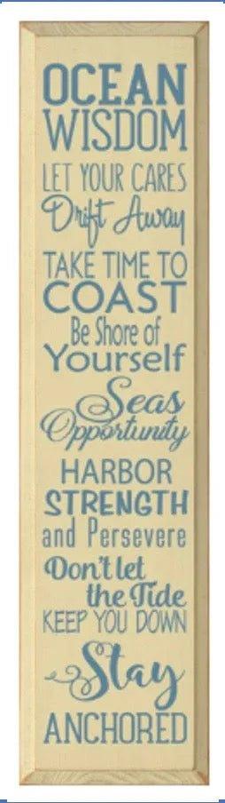 Ocean Quote Wood Sign - Ocean Wisdom 9"x36" - Festive Fit Home