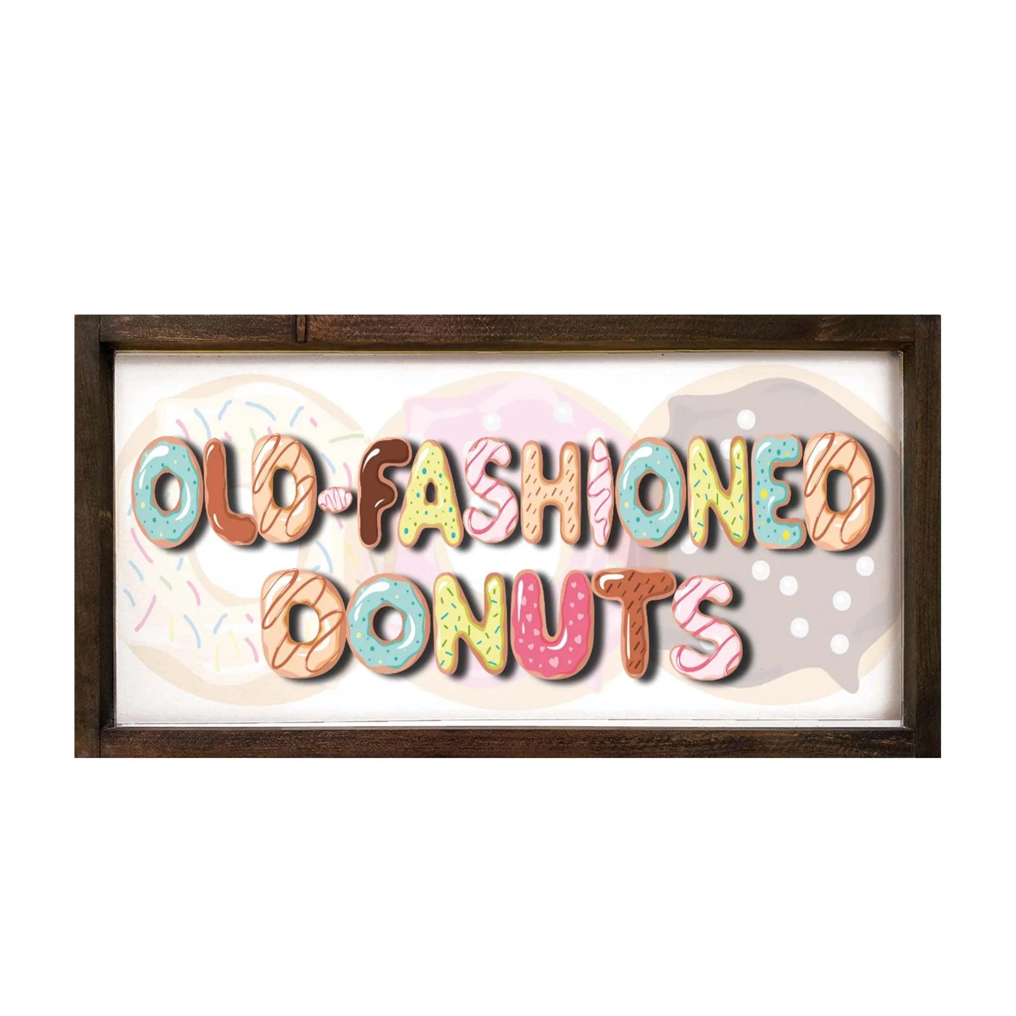 Old - Fashioned Donuts Art Framed Wood Sign - 12"x24" - Festive Fit Home