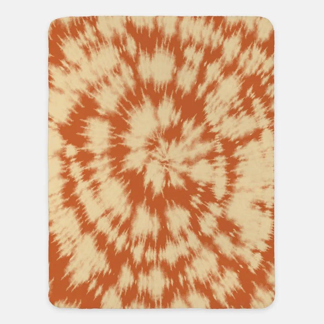 Orange Tie Dye Fall Throw Sherpa Blanket - 60" x 80" - Festive Fit Home