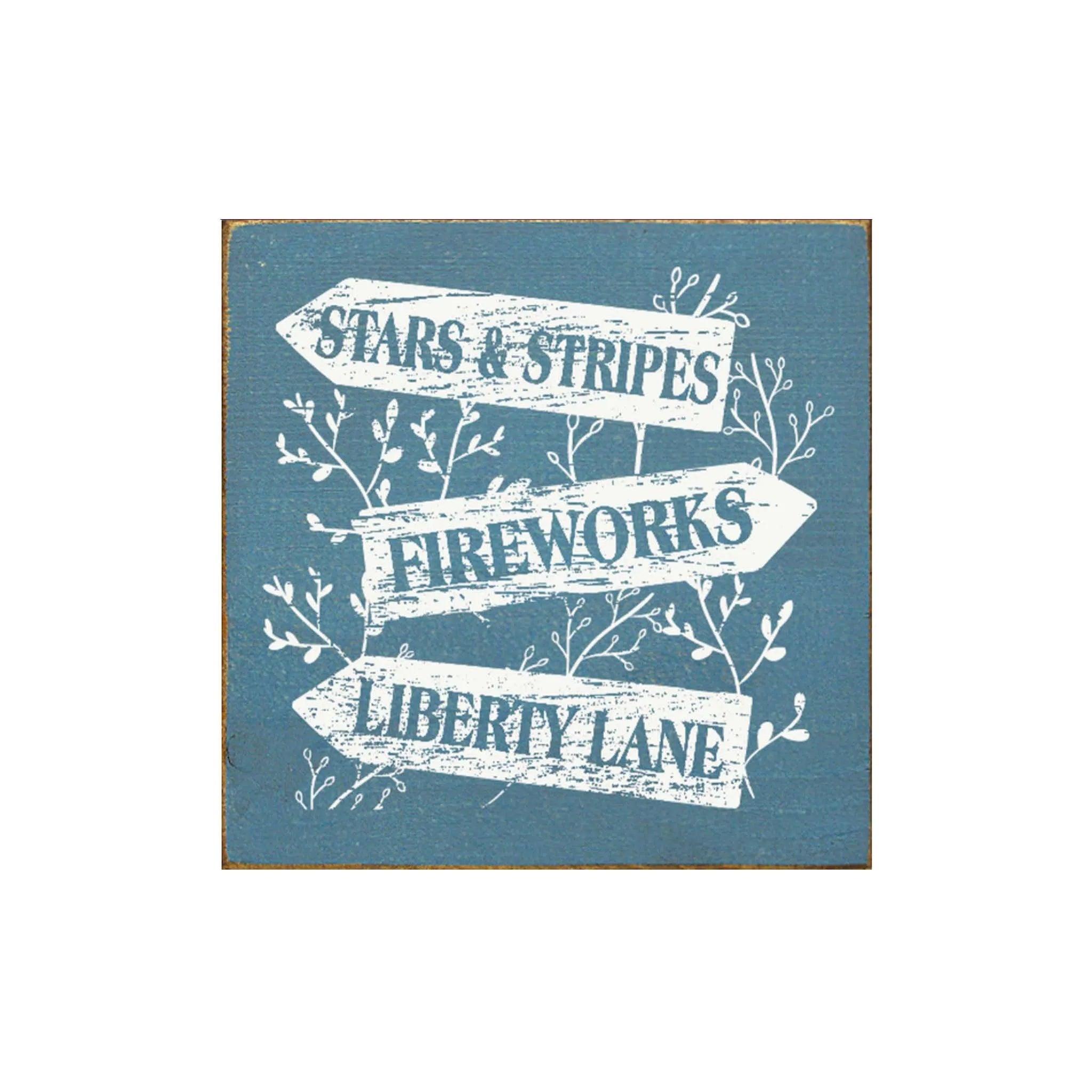 Patriotic Wood Sign Liberty Lane Wood Sign - 7"x7" - Festive Fit Home