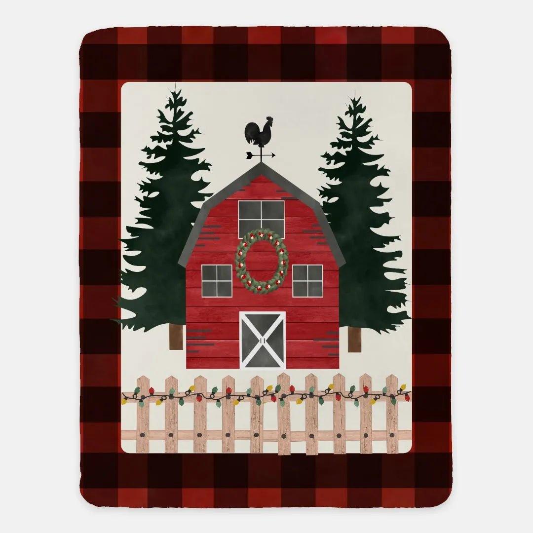 Plaid Christmas Farmhouse Sherpa Blanket - 60"x80" - Festive Fit Home