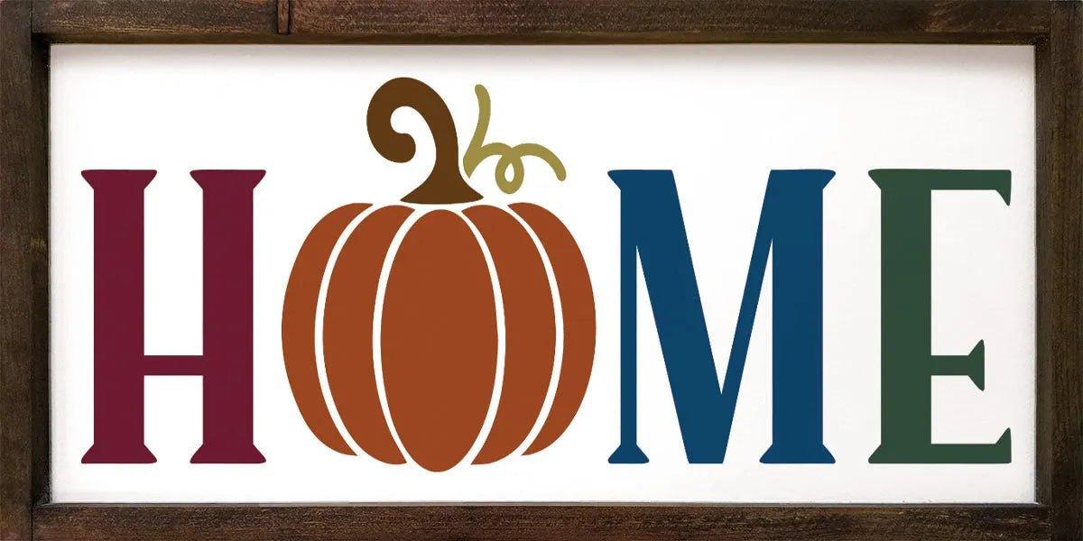 Pumpkin "HOME" Modern Farmhouse Wood Sign - 12"x24" - Festive Fit Home