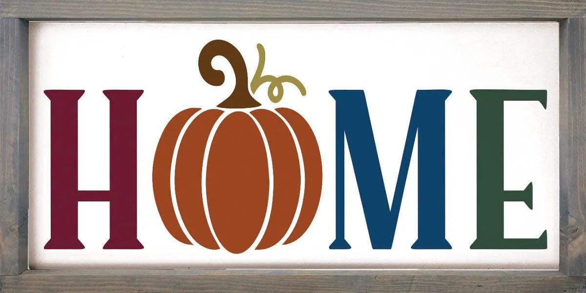 Pumpkin "HOME" Modern Farmhouse Wood Sign - 12"x24" - Festive Fit Home