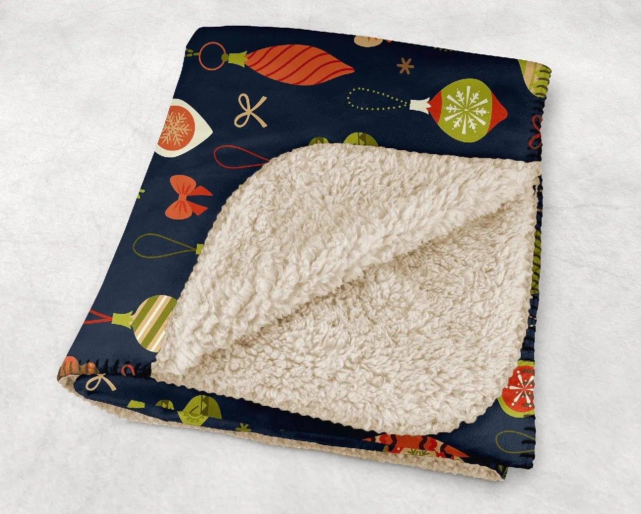 Retro Ornaments Christmas Sherpa Blanket - 60"x80" - Festive Fit Home