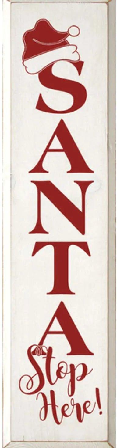 Santa Stop Here! Wood Christmas Sign - 9"x36" - Festive Fit Home