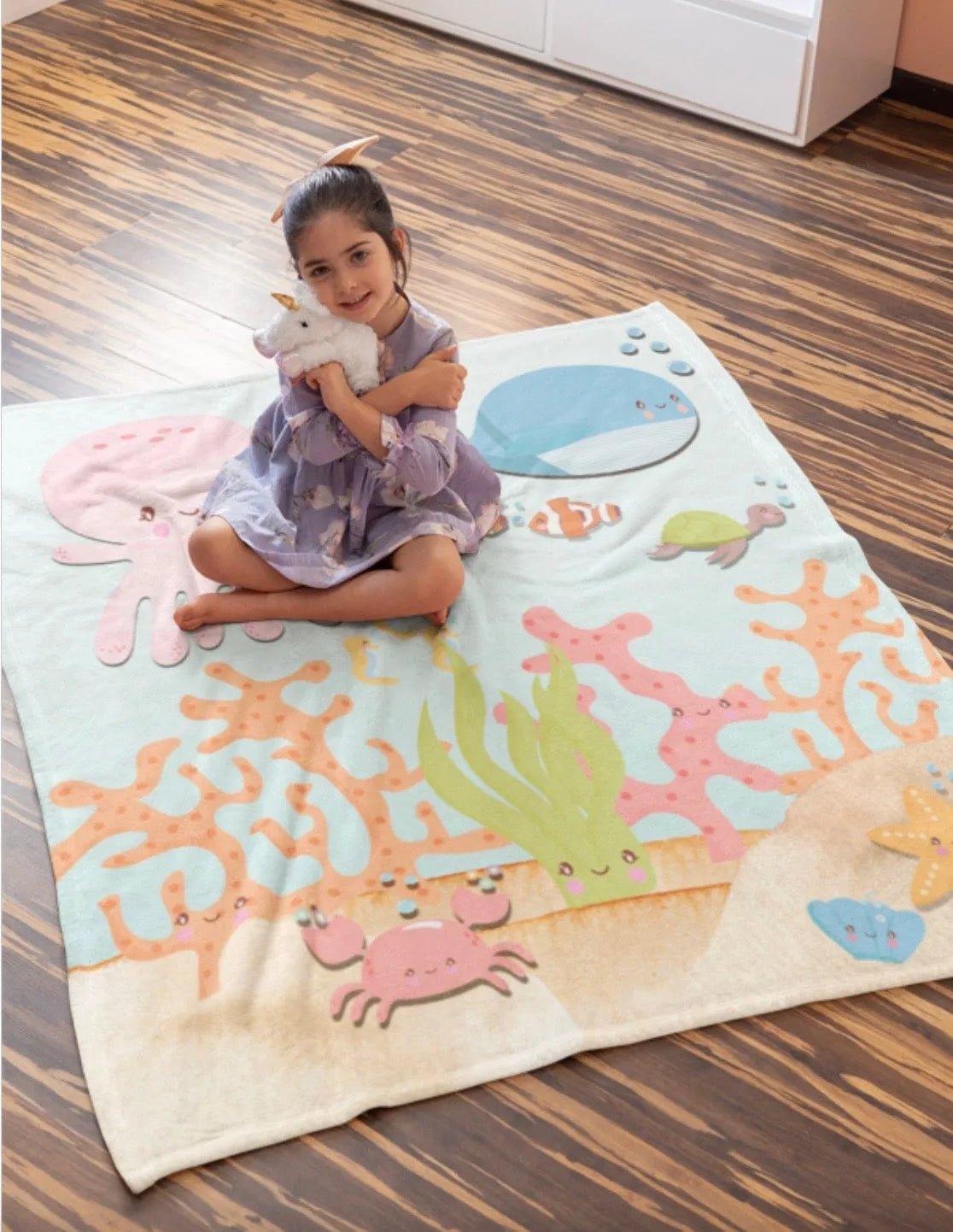 Sea Animals Sweatshirt Blanket - 50" x 60" - Festive Fit Home