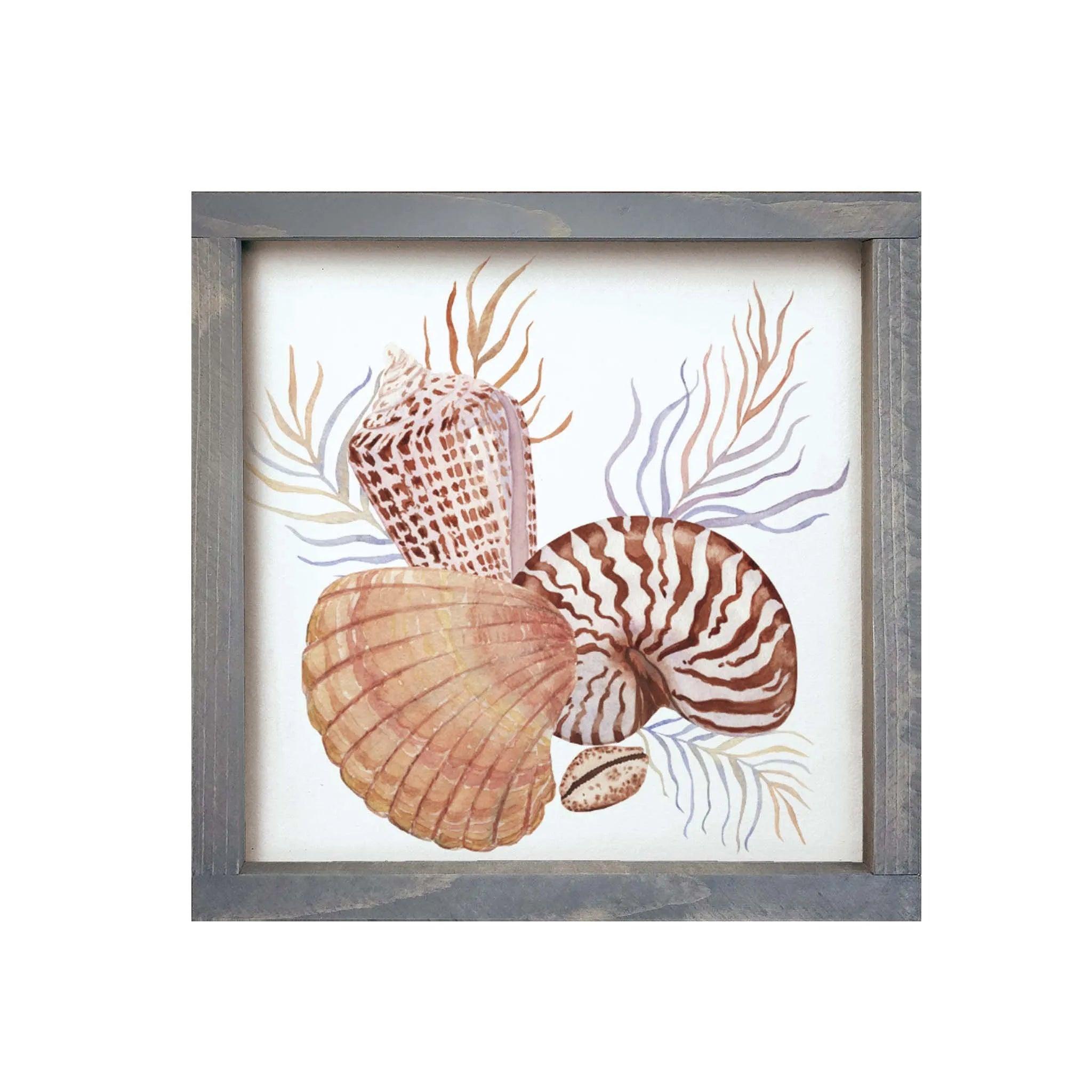 Sea Shells Art Wood Sign - 12"x12" - Festive Fit Home