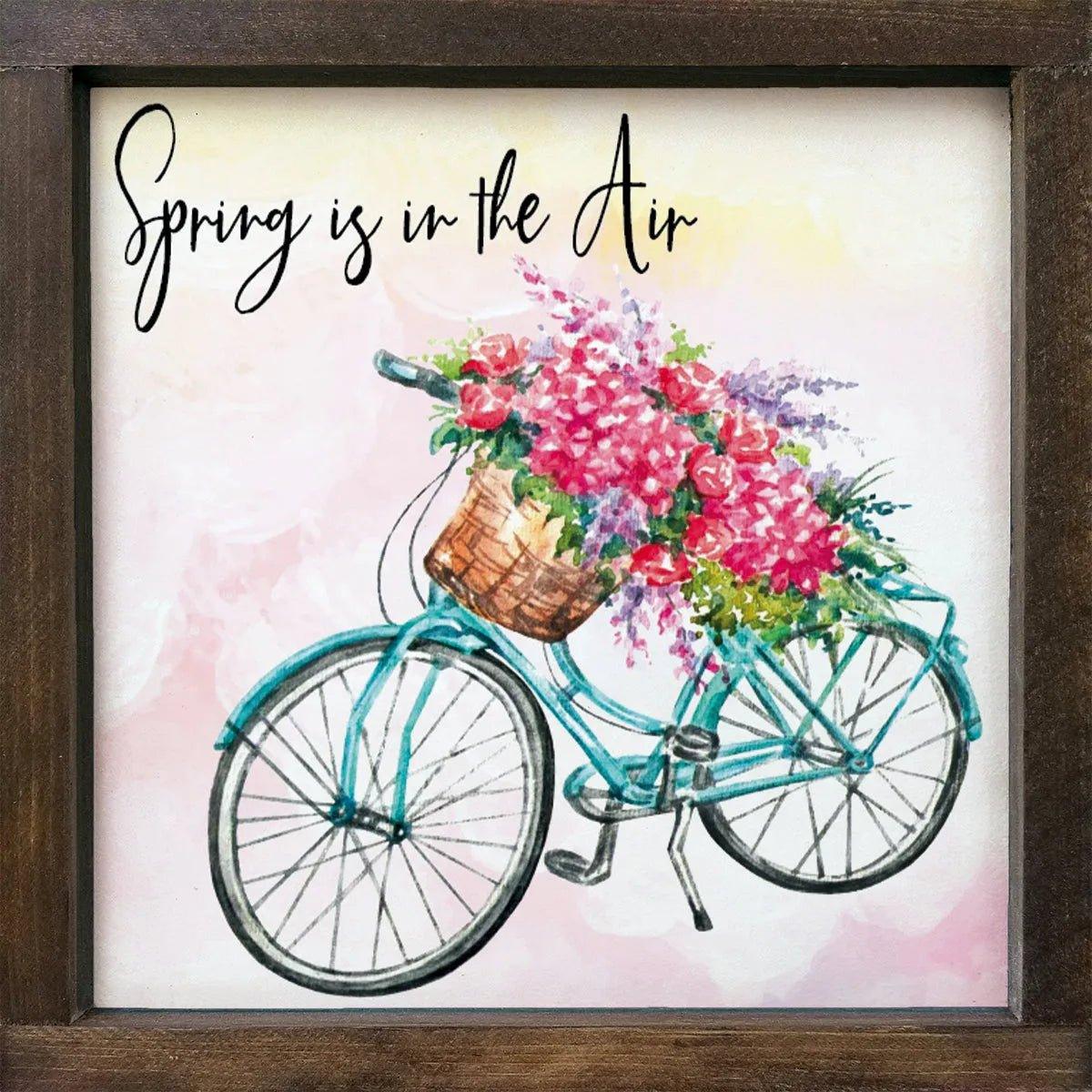 Spring is in the Air Framed Wood Sign - 12"x12" - Festive Fit Home