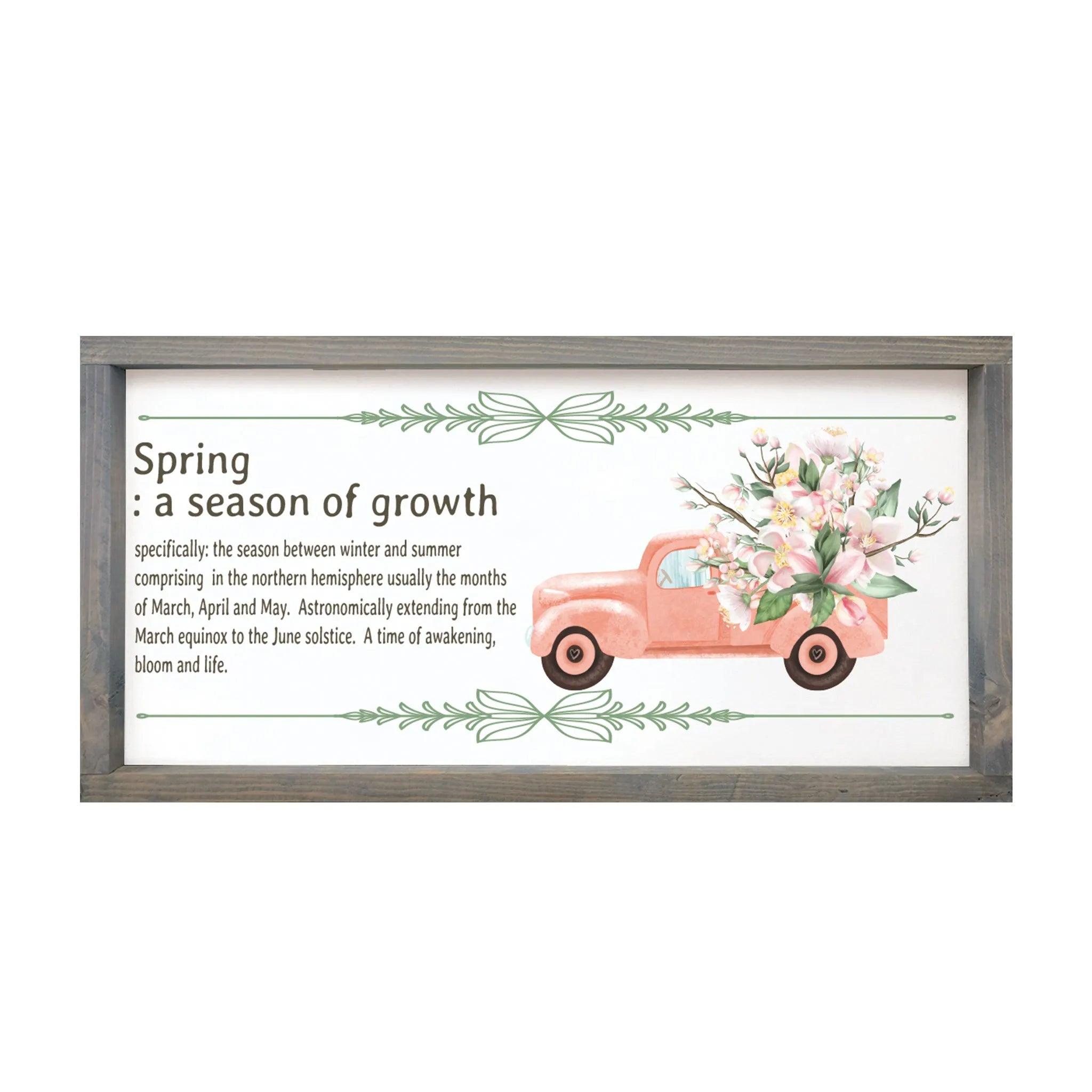 Spring Wall Art - Definition Farmhouse Truck Floral Framed Wood Sign - 12"x24" - Festive Fit Home