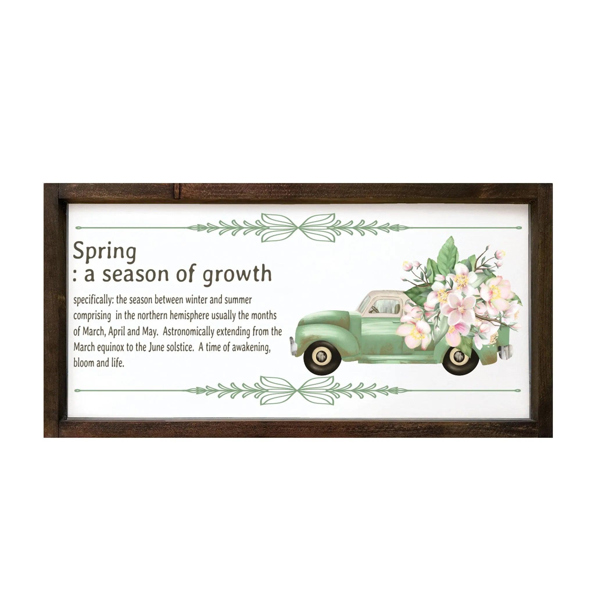 Spring Wall Art - Definition Farmhouse Truck Floral Framed Wood Sign - 12"x24" - Festive Fit Home