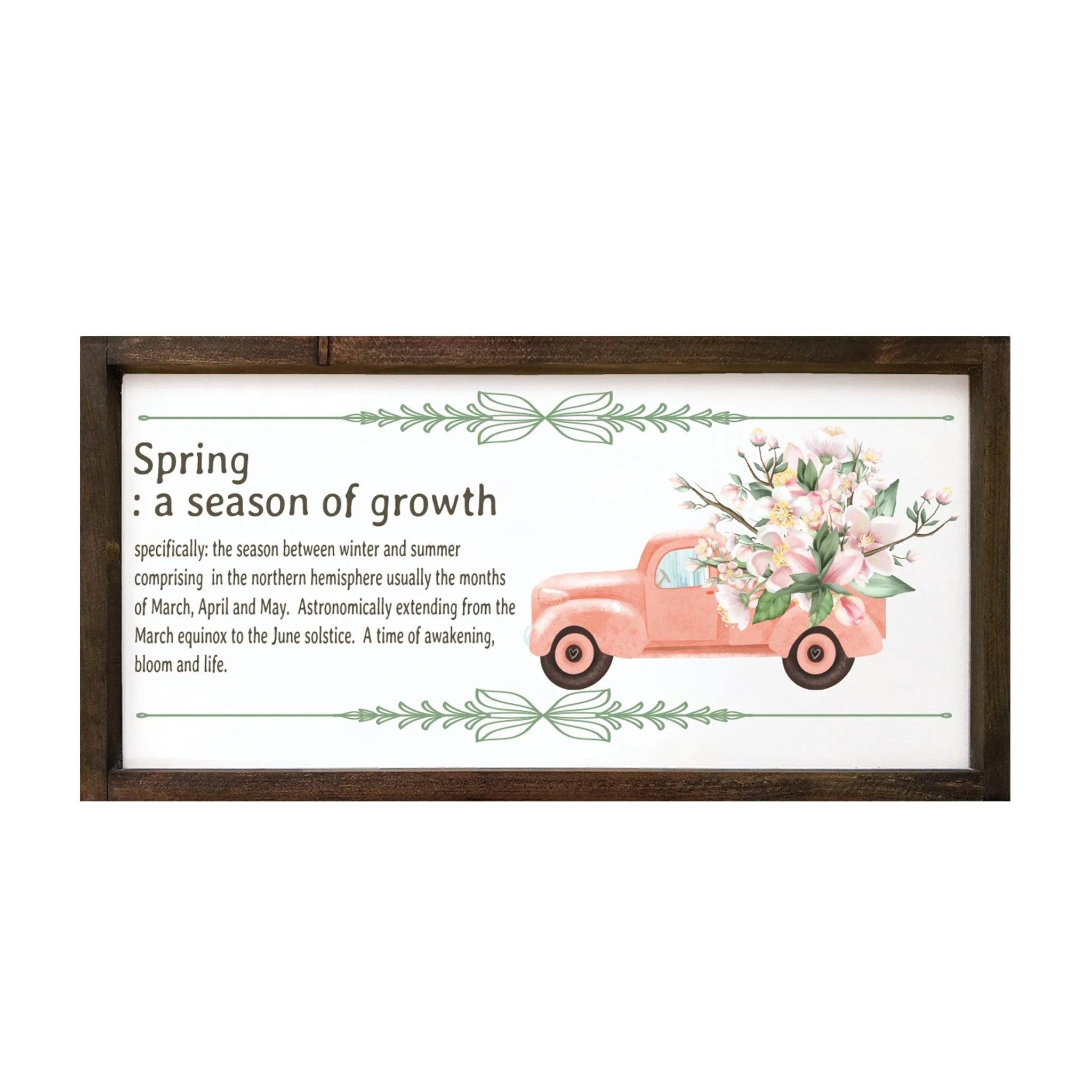 Spring Wall Art - Definition Farmhouse Truck Floral Framed Wood Sign - 12"x24" - Festive Fit Home