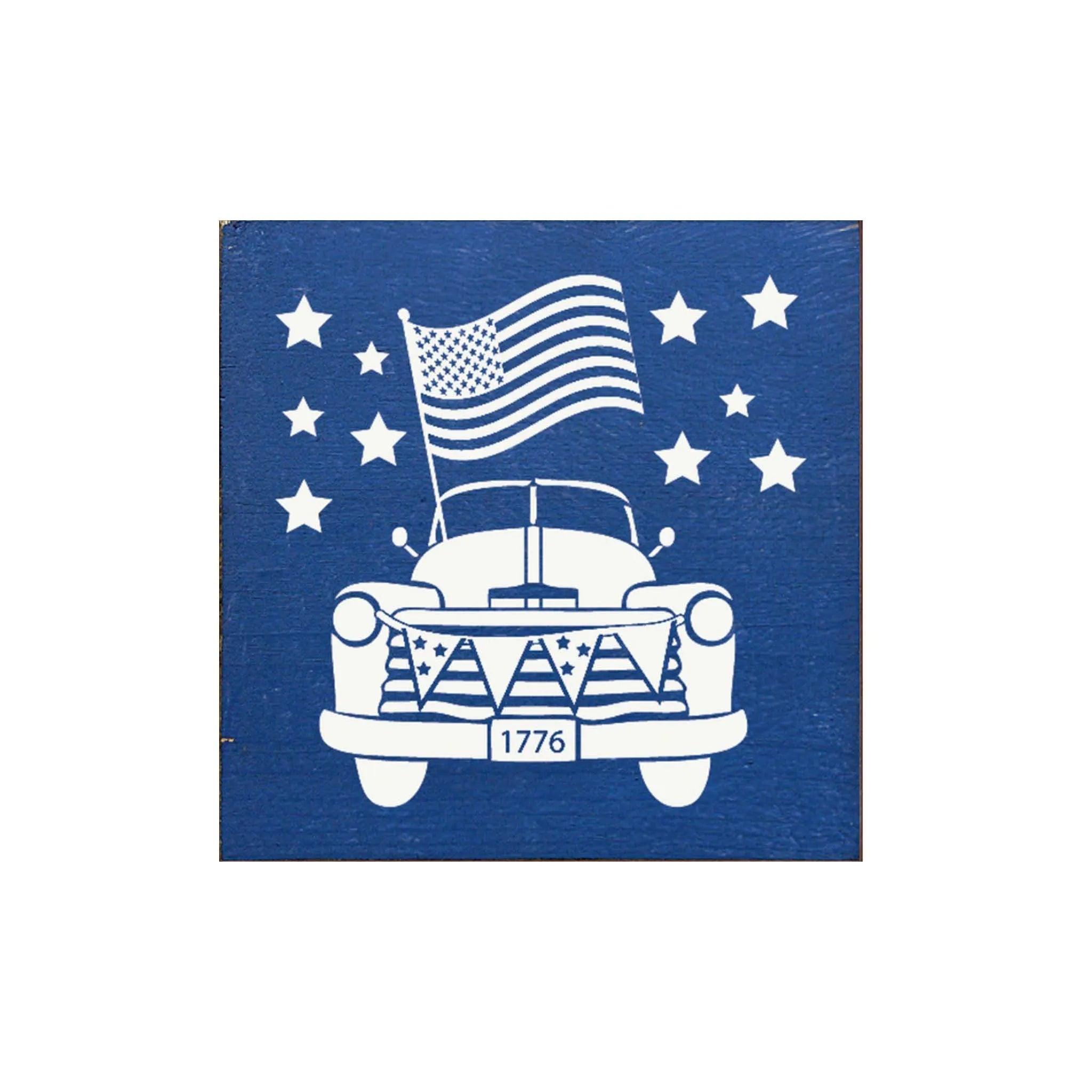 Stars and Stripes Truck Wood Sign - 7"x7" - Festive Fit Home