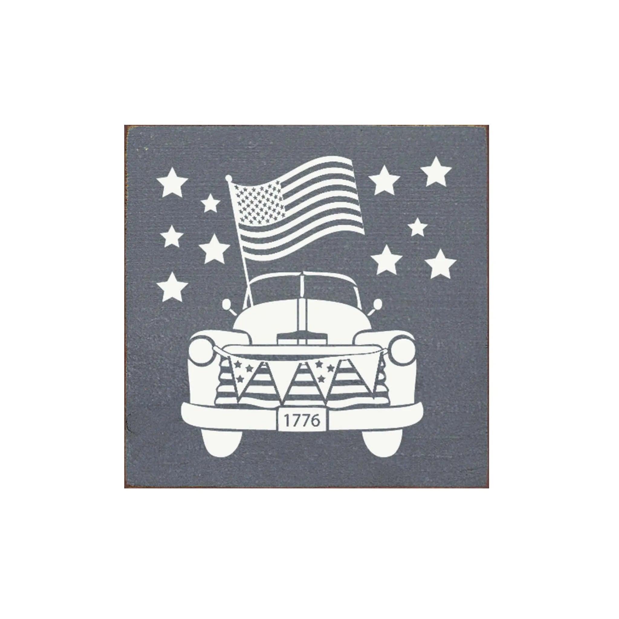 Stars and Stripes Truck Wood Sign - 7"x7" - Festive Fit Home