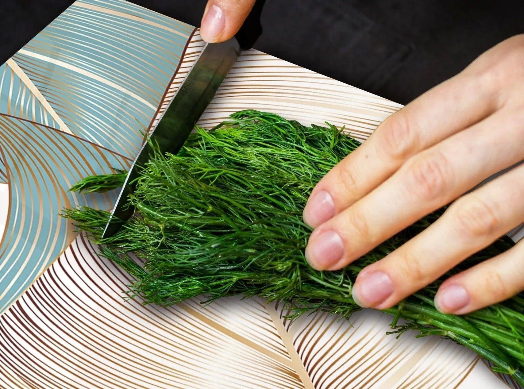 Stove Top Cover - Aqua & Gold Palms | Gas & Induction Cook Top Cover | Noodle Board - Festive Fit Home