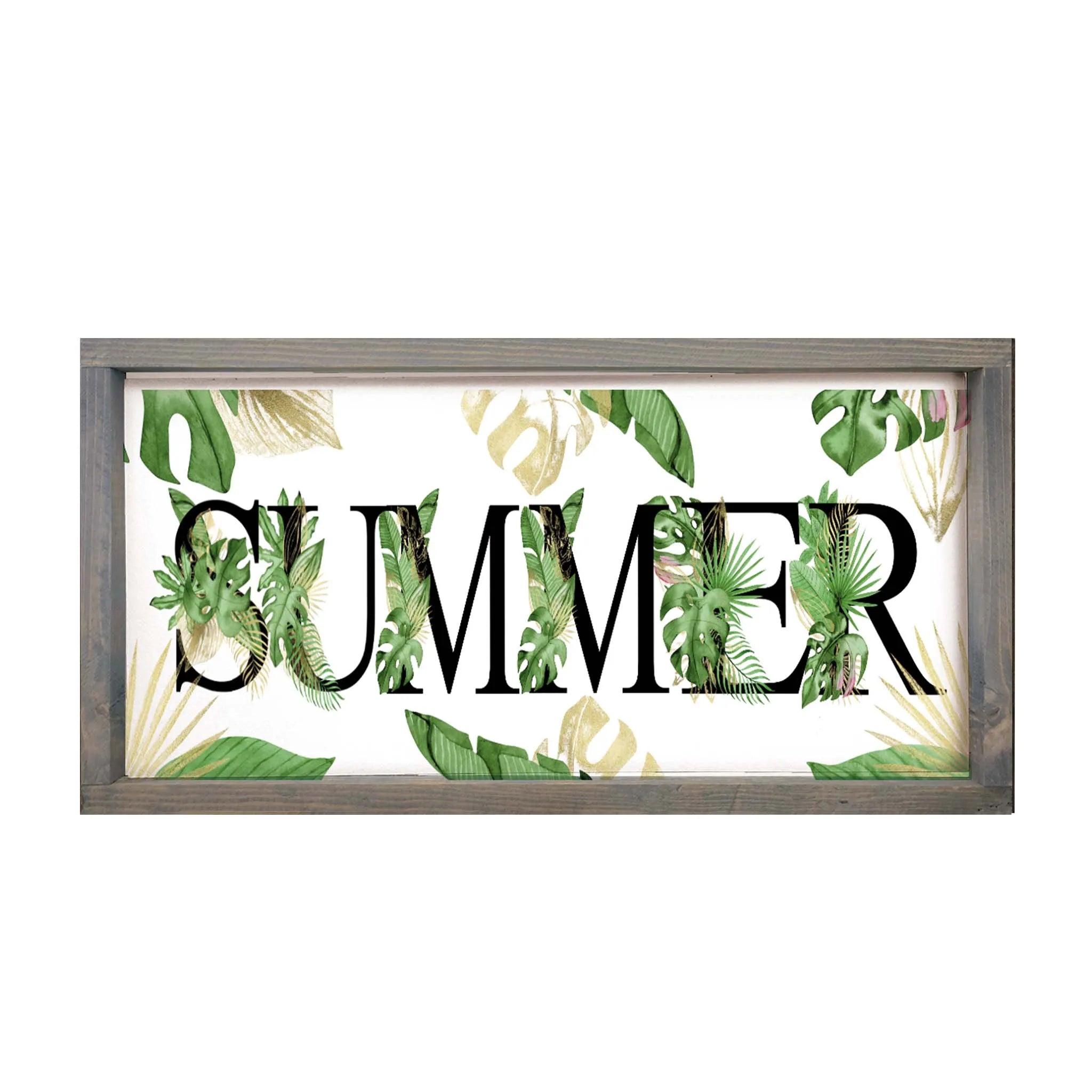 SUMMER Tropics Framed Wood Sign - 12"x24" - Festive Fit Home