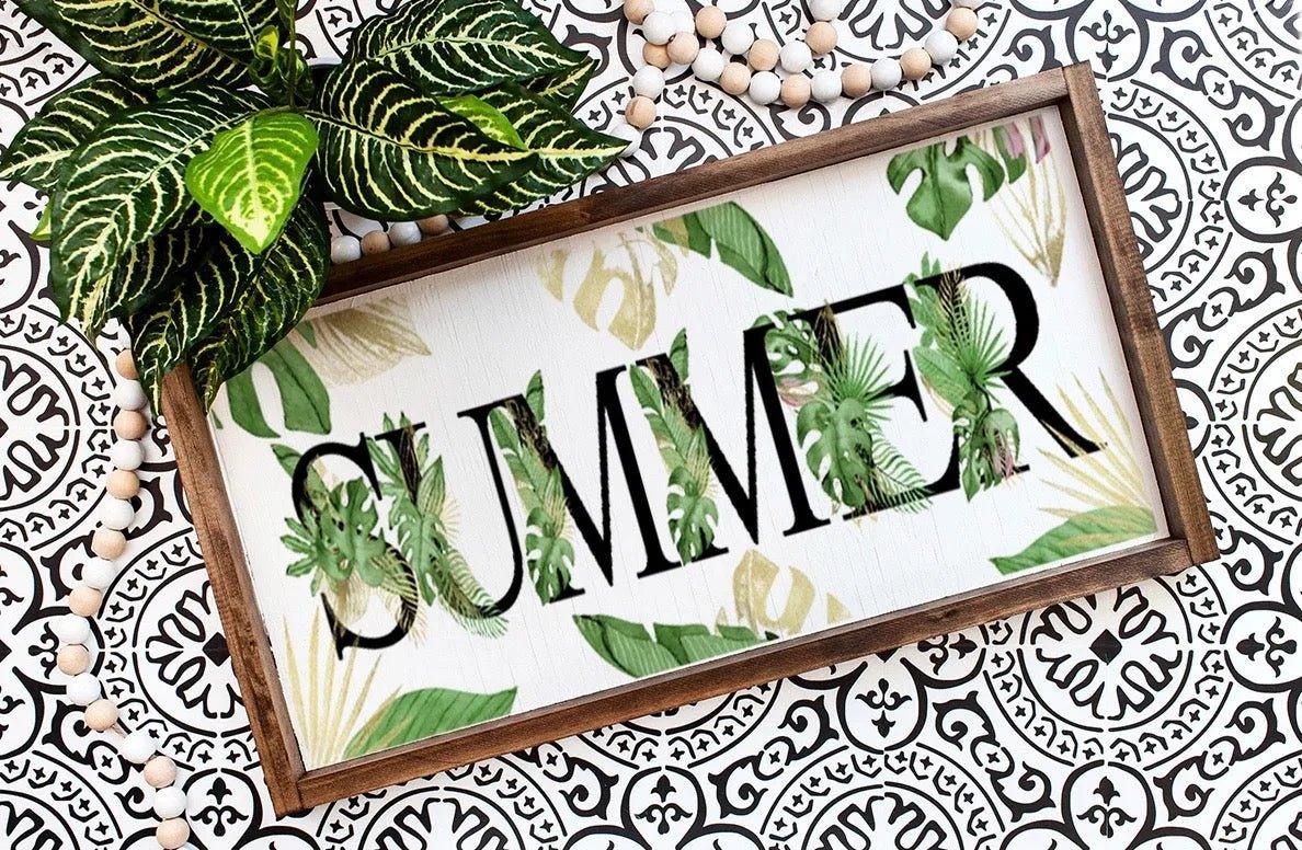 SUMMER Tropics Framed Wood Sign - 12"x24" - Festive Fit Home