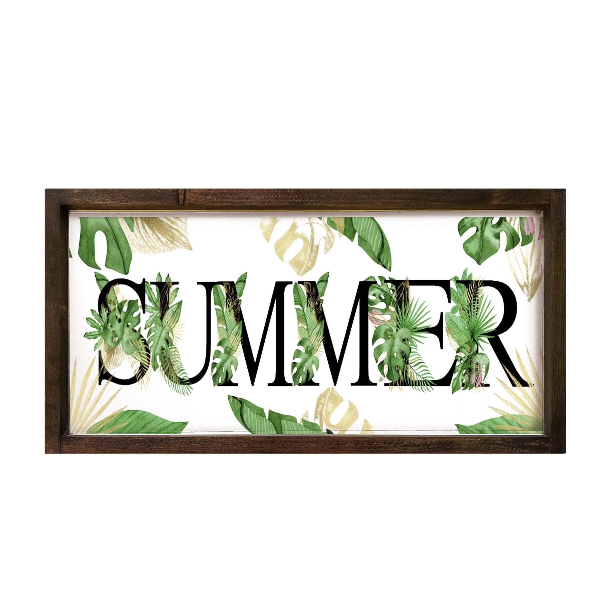 SUMMER Tropics Framed Wood Sign - 12"x24" - Festive Fit Home