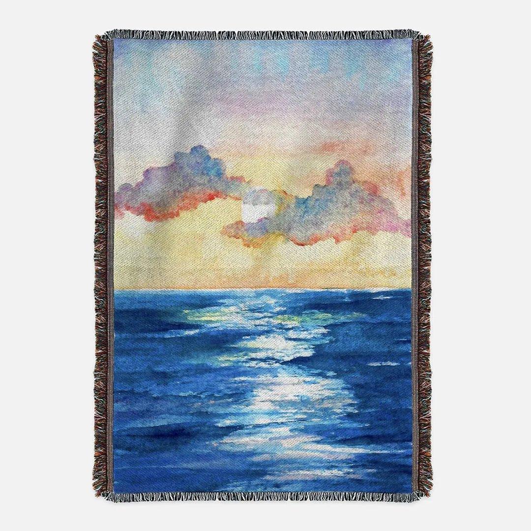 Sunset at Sea Woven Blanket and Tapestry - Festive Fit Home