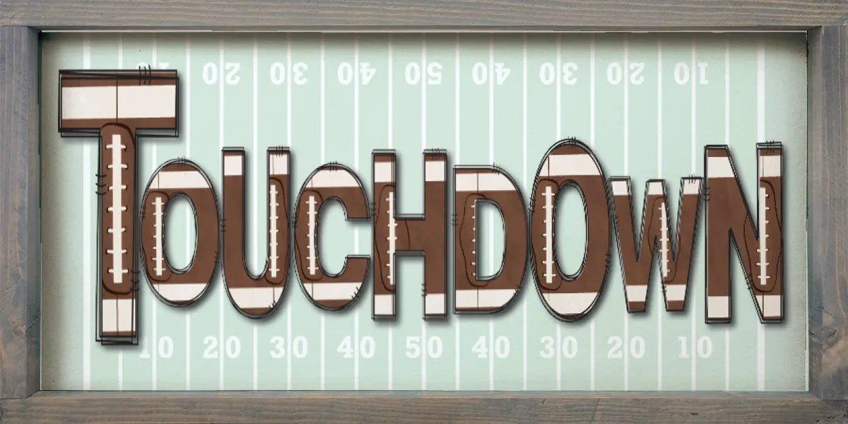 "Touchdown" Football Large Wood Sign - 12"x24" - Festive Fit Home