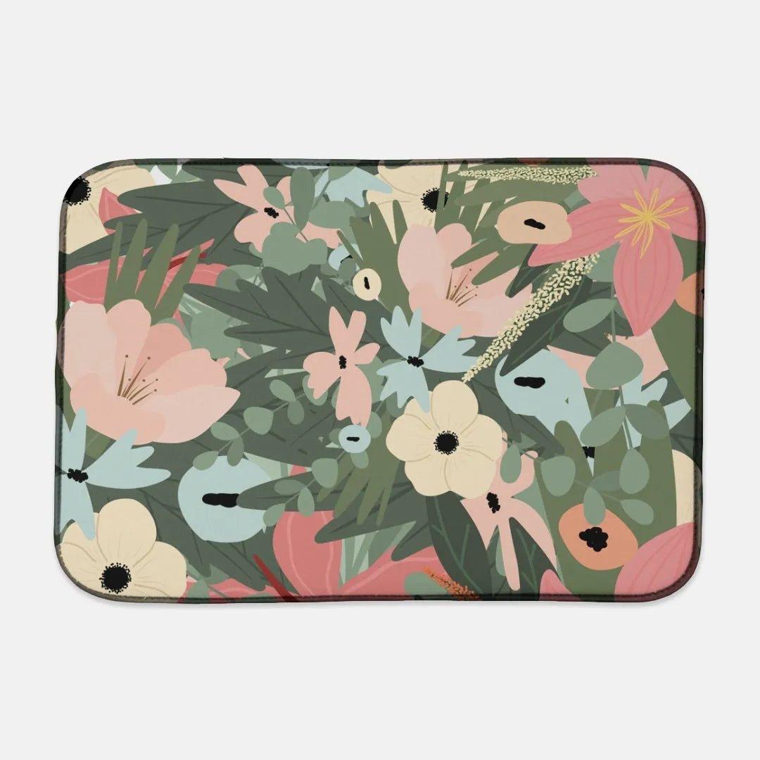 Tropical Abstract Floral Dish Mat - Festive Fit Home