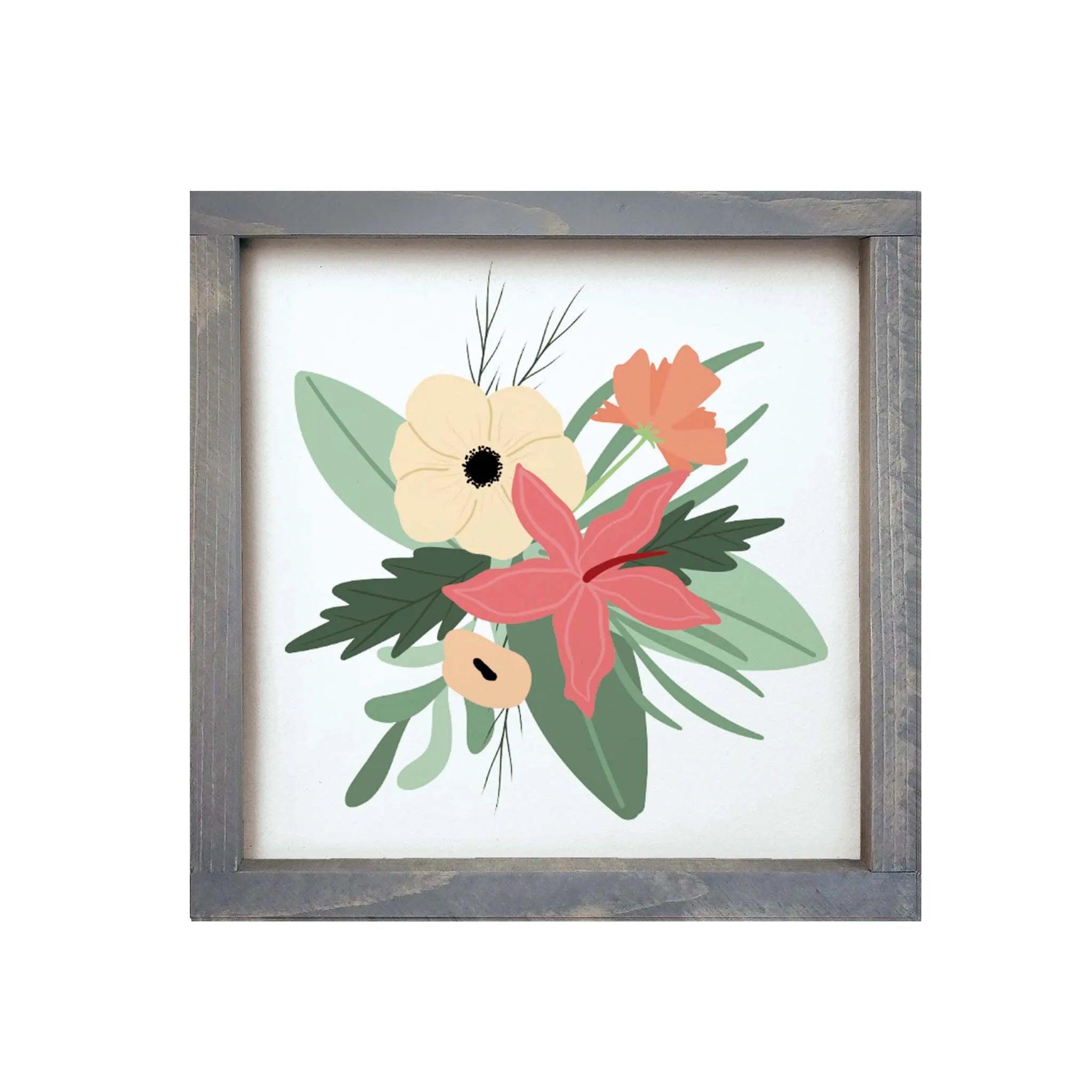 Tropical Floral Art Wood Sign - 12"x12" - Festive Fit Home