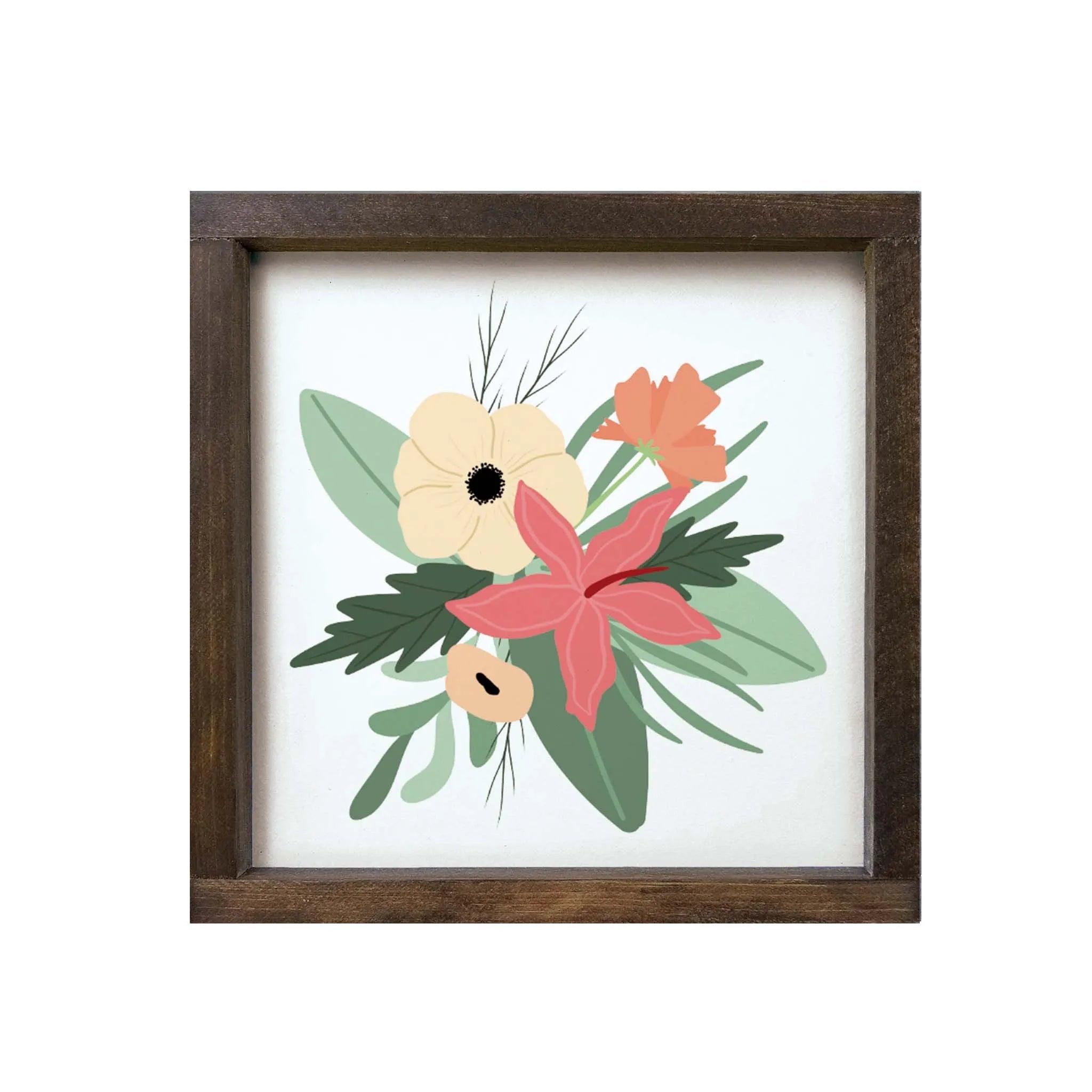 Tropical Floral Art Wood Sign - 12"x12" - Festive Fit Home