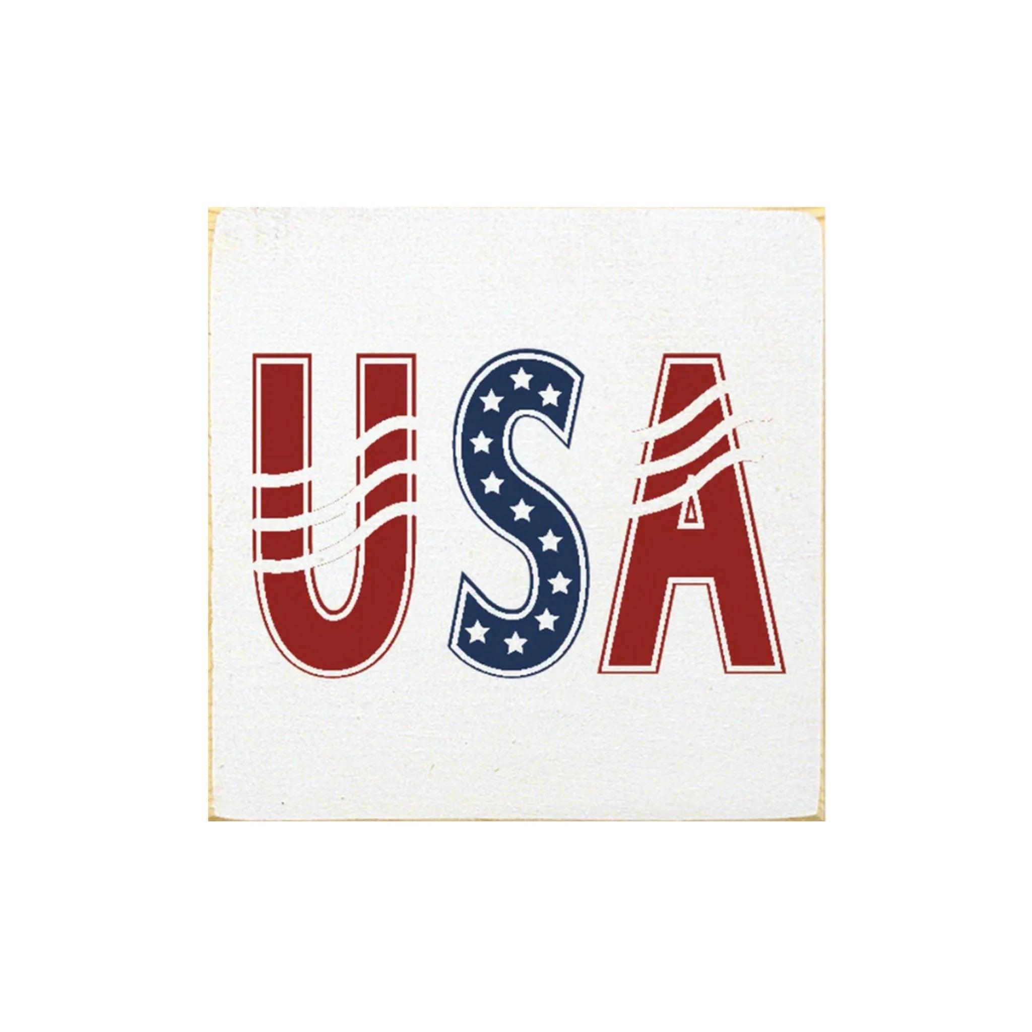 USA Wood Farmhouse Sign - 7"x7" - Festive Fit Home