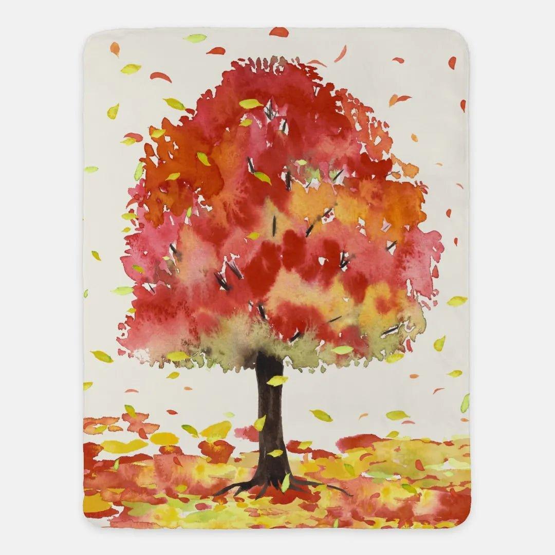 Vibrant Autumn Tree Fall Throw Blanket - 60" x 80" - Festive Fit Home