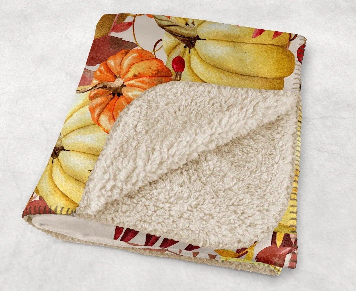 Vivid Pumpkins Fall Sherpa Blanket - 60" x 80" - Festive Fit Home