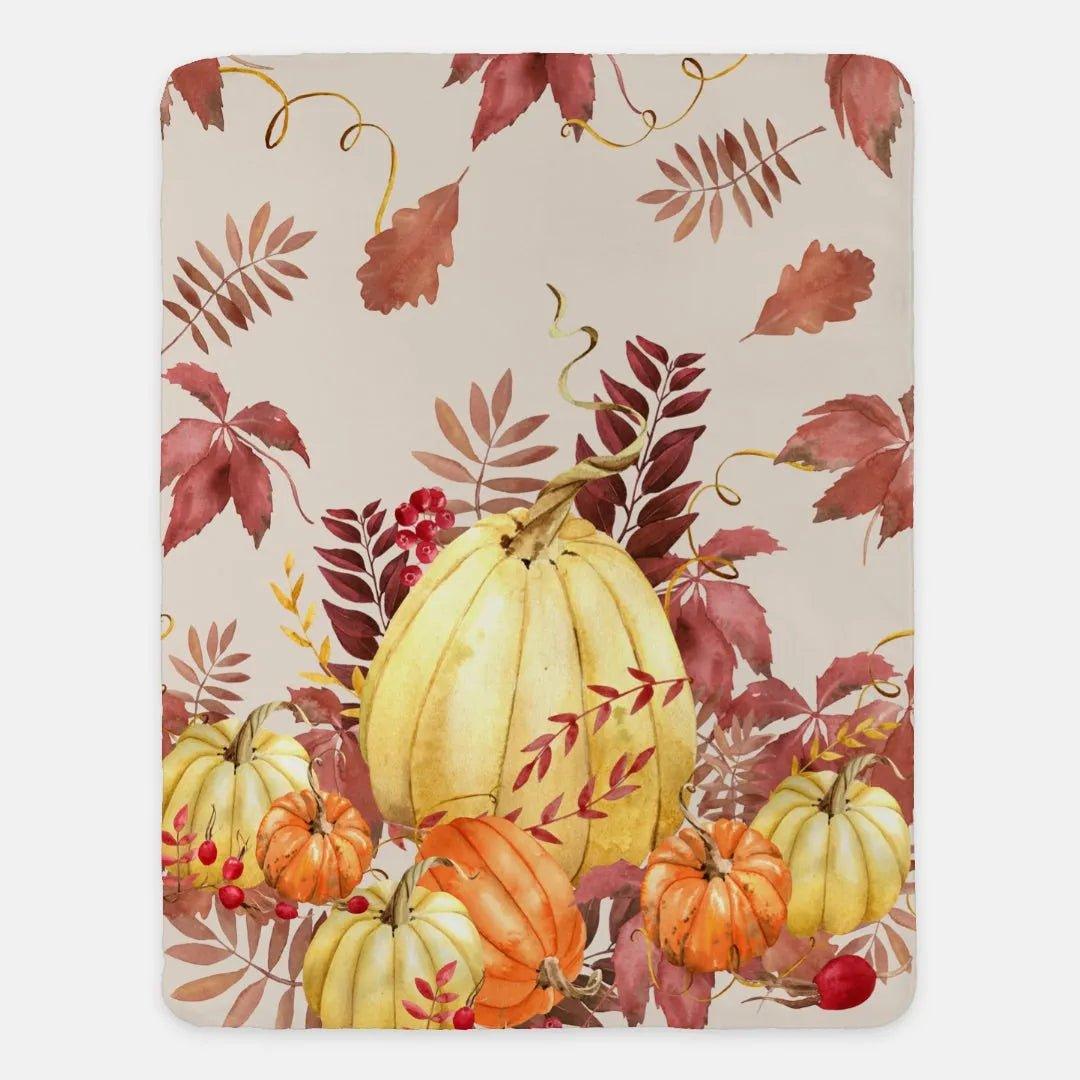 Vivid Pumpkins Fall Sherpa Blanket - 60" x 80" - Festive Fit Home