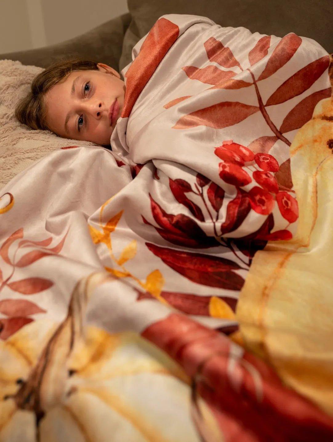 Vivid Pumpkins Fall Sherpa Blanket - 60" x 80" - Festive Fit Home