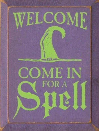 Welcome Spell Halloween Wood Sign - 9"x12" - Festive Fit Home