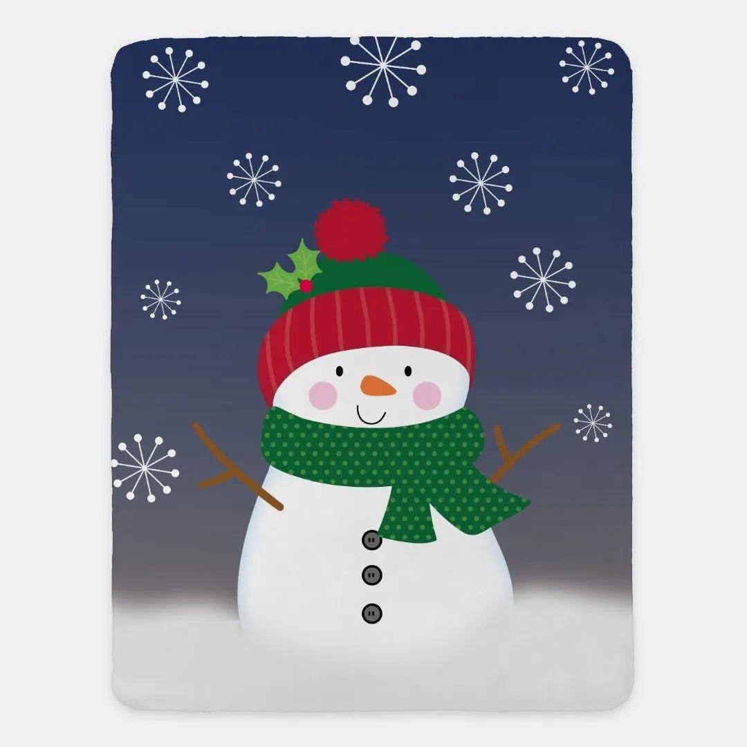 Winter Snowman Sherpa Blanket - 60"x80" - Festive Fit Home
