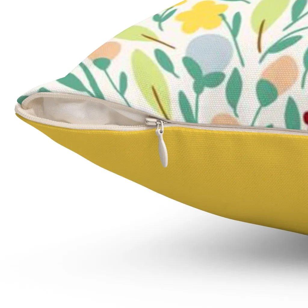 Yellow Floral Throw Pillow Cover - Festive Fit Home