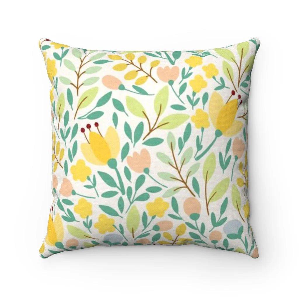Yellow Floral Throw Pillow Cover - Festive Fit Home
