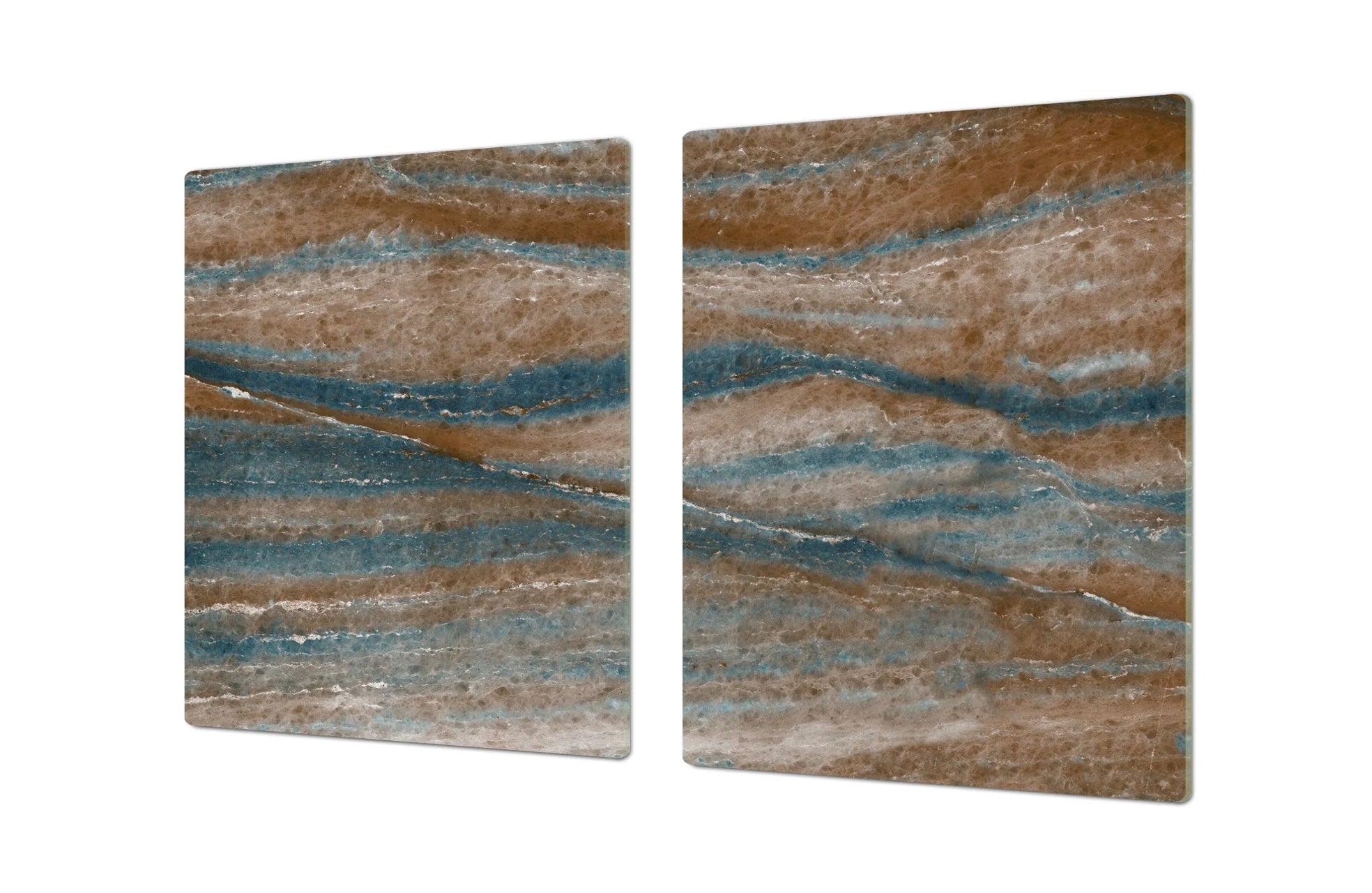 Stove Top Cover - Brown and Blue Stone Marble Style Tempered Glass