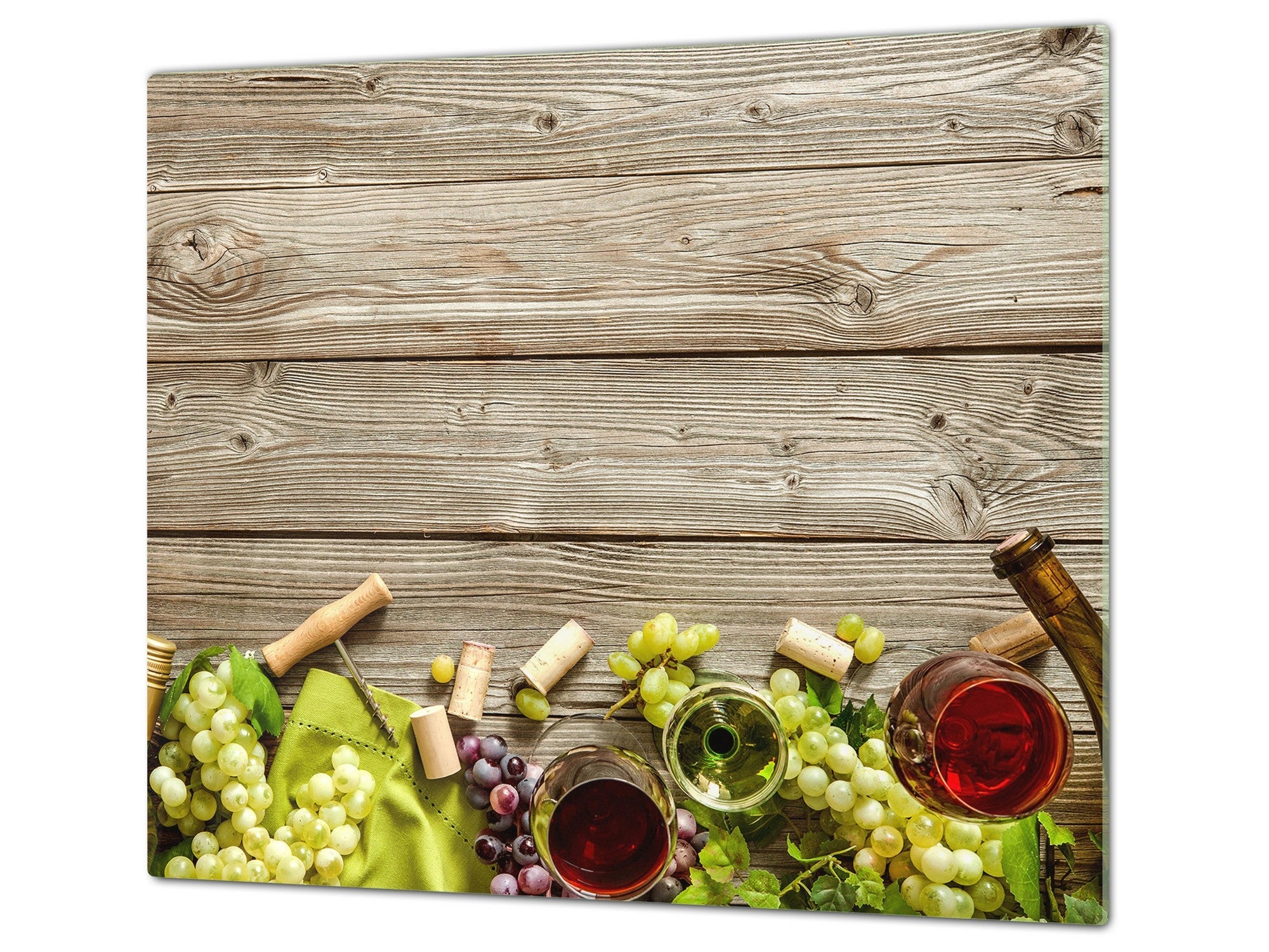 Decorative Glass Charcuterie Board  - Grapes and Wine | Serving Tray | Platter