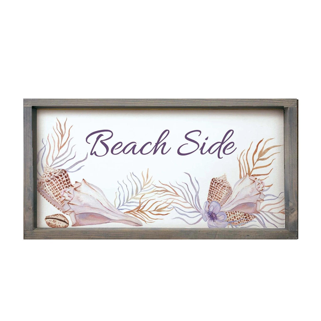 Beach Side Summer Artwork Framed Wood Sign - 12"x24" - Festive Fit Home