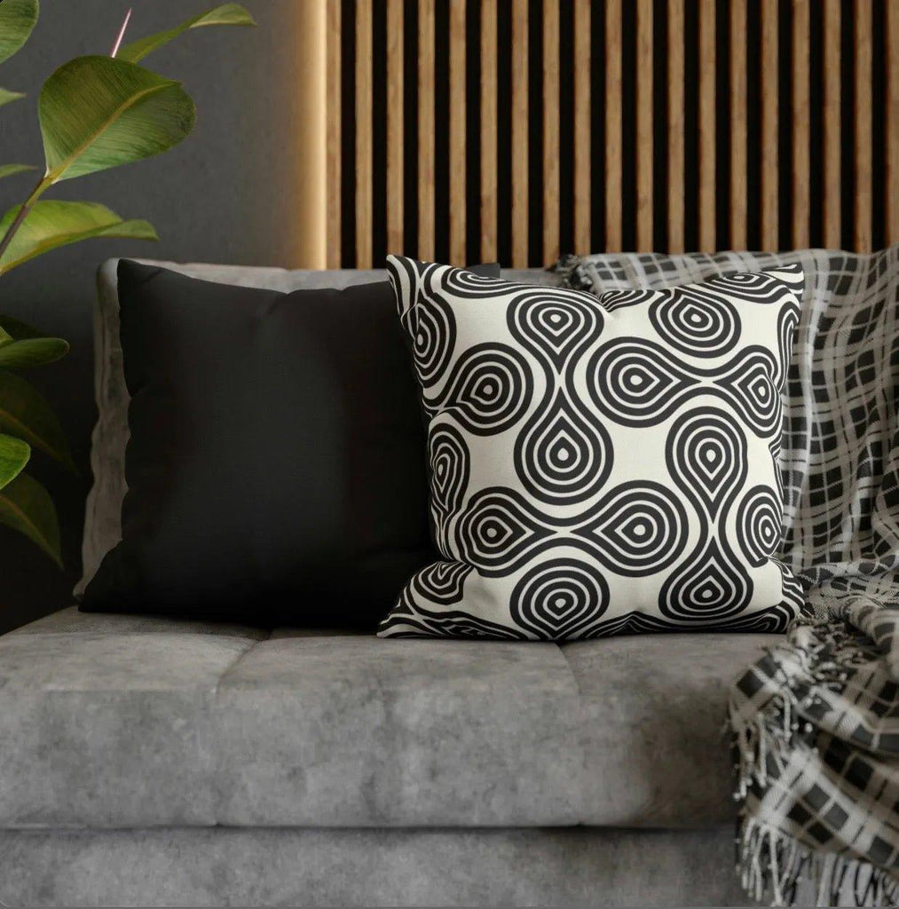 Black and White Swirl Throw Pillow Cover - Festive Fit Home