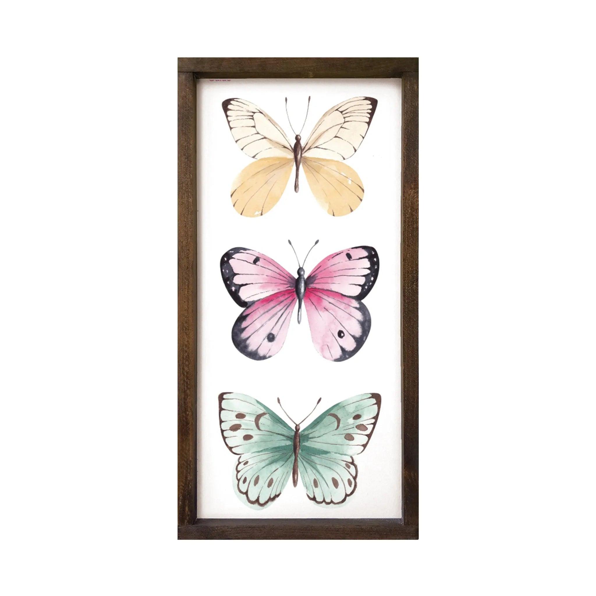 Butterflies Framed Wood Sign - 12"x24" - Festive Fit Home