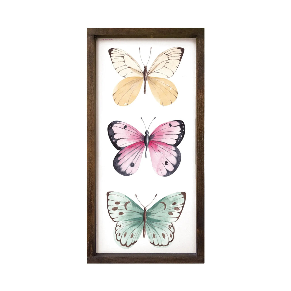 Butterflies Framed Wood Sign - 12"x24" - Festive Fit Home