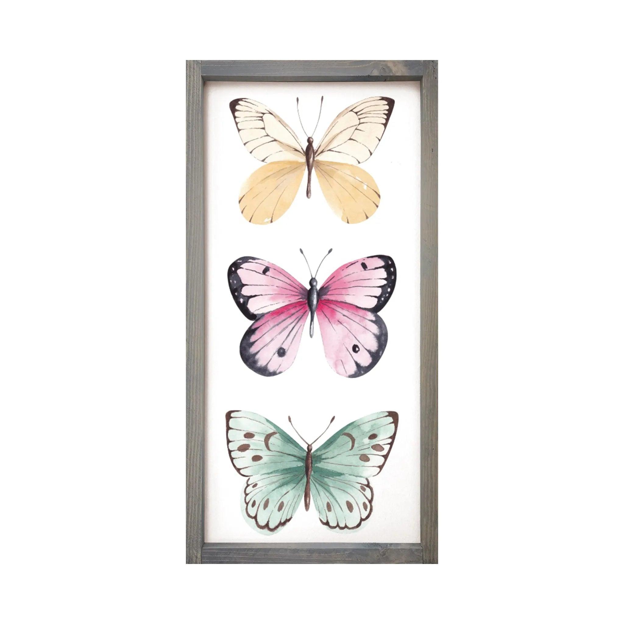 Butterflies Framed Wood Sign - 12"x24" - Festive Fit Home