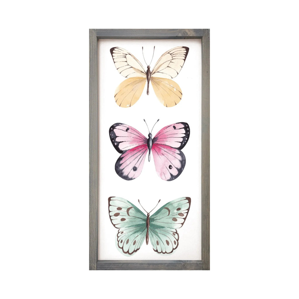 Butterflies Framed Wood Sign - 12"x24" - Festive Fit Home