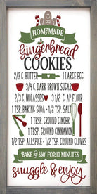 Christmas Gingerbread Cookie Recipe Farmhouse Wood Sign - 12"x24" - Festive Fit Home