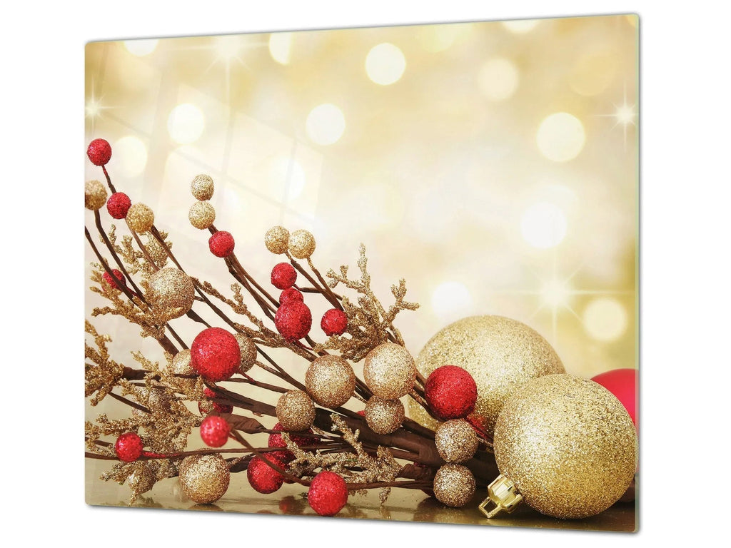 Christmas Serving Platter - Red & Gold Holiday Berries | Holiday Party Tray - Festive Fit Home