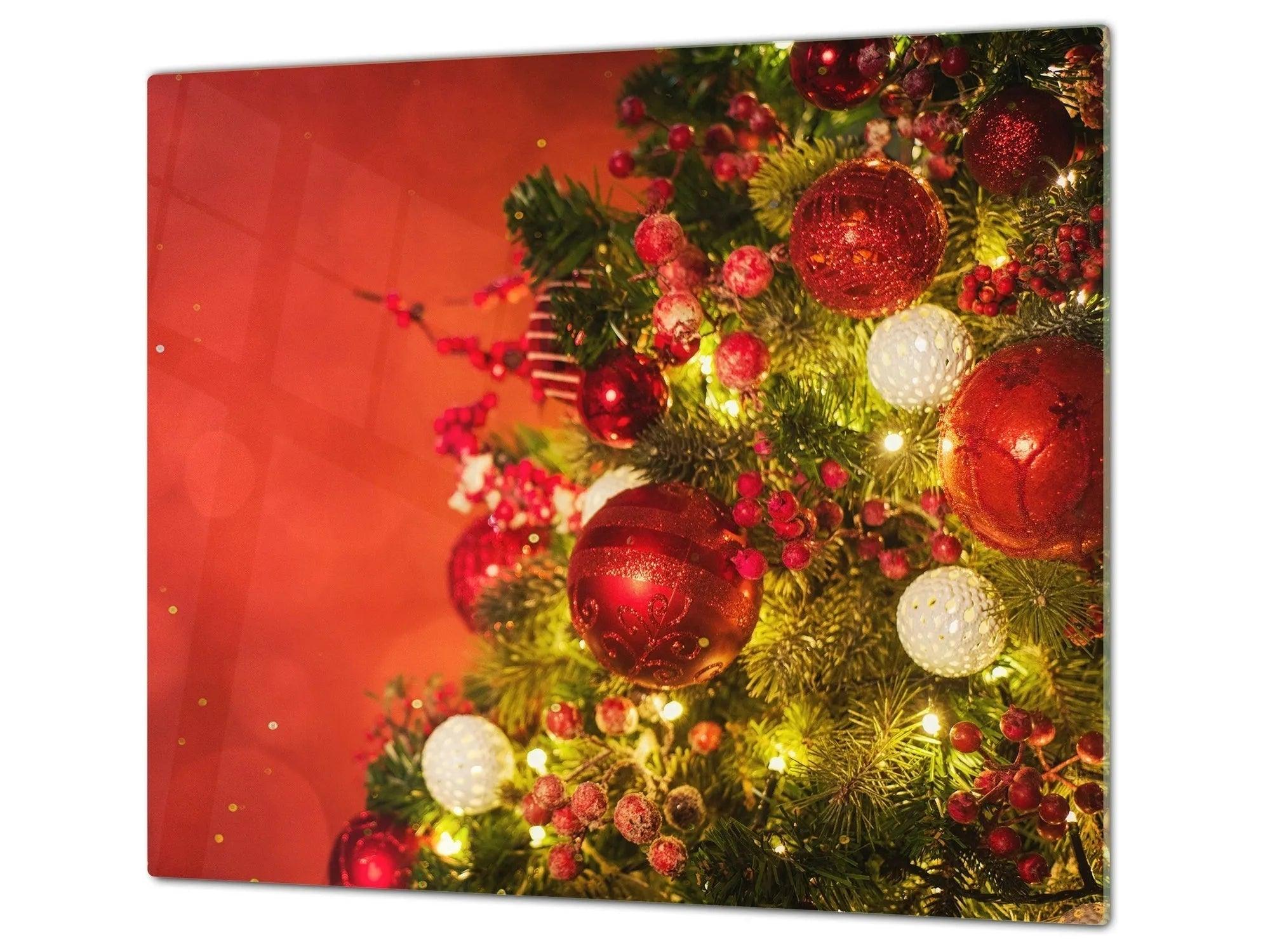 Christmas Serving Platter - Red Ornaments Holiday Party Tray - Festive Fit Home