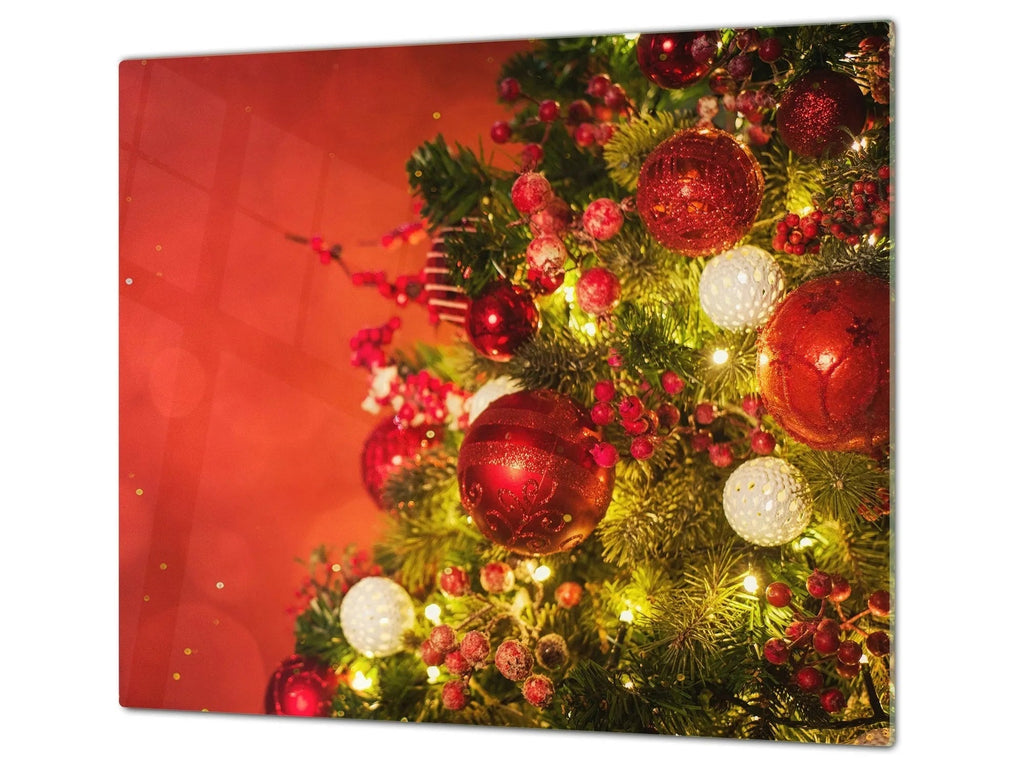 Christmas Serving Platter - Red Ornaments Holiday Party Tray - Festive Fit Home