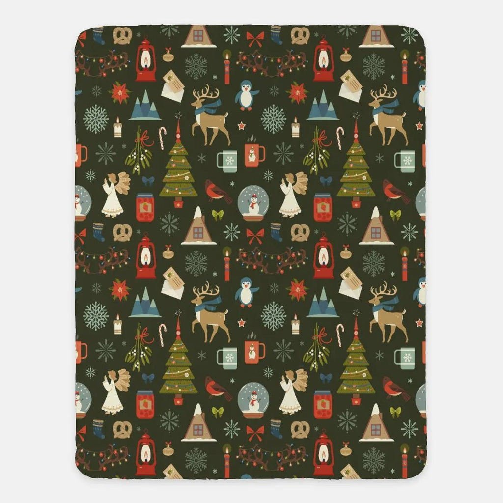 Christmas Throw Blanket - Angels and Reindeer - 60"x80" - Festive Fit Home
