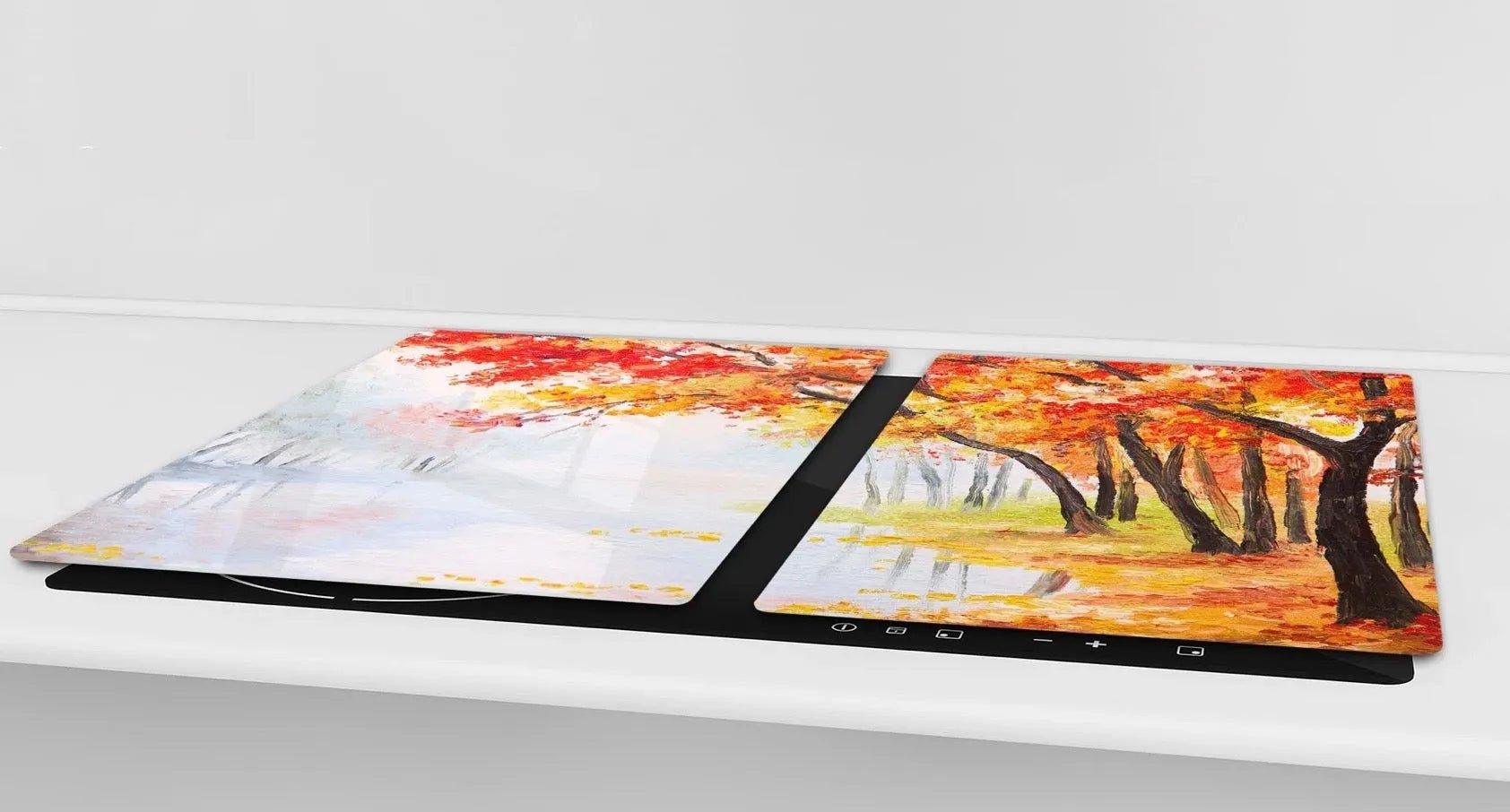 Cooktop Cover - Autumn Trees | Gas and Electric Cook Top Cover | Charcuterie Board - Festive Fit Home